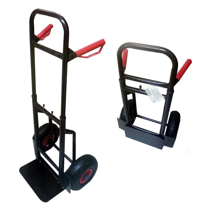 Carrello Nero Portapacchi Portacasse Acciaio Estensibile con Ruote Pneumatiche Base di Sollevamento Pieghevole, Portata 200kg